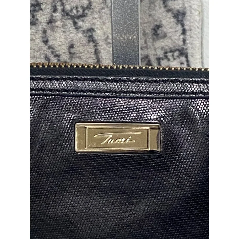 Vintage TUMI Leather Zip Pouch Wristlet Bag in Black